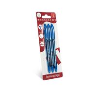 Pigna, stylo à encre semi-gel, blister de 3 unités (bleu), écriture fluide, idéal pour l'école et le bureau