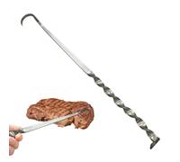 Pigtail Crochet à viande - Outils de barbecue multifonctionnels en métal - Crochet à flipper pour steak, saucisses rôties et côtes - Spatule pratique pour le camping en plein air, les barbecues, les