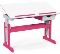 Pijii bureau 1 tiroir, réglable blanc, rose.
