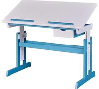 Pijii bureau réglable blanc, couleur pétrole.