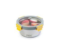 Pika - Boite alimentaire en inox et couvercle en verre trempé - Hermétique et légère - Compatible micro-ondes, four, congélateur - MetalShock (650ml)