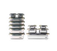 PIKA | Lot de 12 boites alimentaires en inox | Batch cooking | Compatible au micro-ondes, four, congélateur | Rangement facile