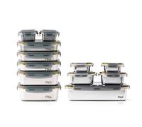 Pika | Lot de 12 boites alimentaires en inox | Batch cooking | Compatible au micro-ondes, four, congélateur | Rangement facile