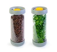 Pika | Lot de 2 bocaux sous vide verre 1,5L | Couvercle de mise sous vide | Boîte de rangement alimentaire hermétique, café, céréales, biscuits, chips