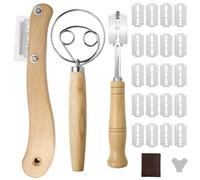 PIKABOOM Set de Couteau de Boulanger - 2X Couteaux à Pain + 20 Lames + Fouet Danois