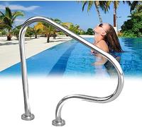PIKETU - Barre d'échelle de Piscine en Acier Inoxydable 304, Conviviale et stable, 200 kg, 80 cm de haut, 31.5 pouces de large, Argenté, pour escalier de Piscine enterrée
