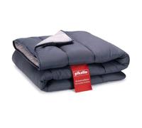 PIKOLIN Couette 220 x 220 cm 300 g Tempérée en Fibre Ecolofil pour Lit 2 Personnes - Couette Réversible Toucher Plume, Lavable, Douce et Respirante - Bicolore Gris Clair/Gris Naturel