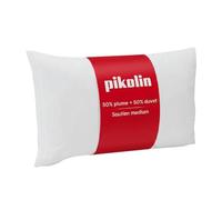 Pikolin Home - Oreiller de plume et duvet (50 % duvet) 90x40 cm Double taie en coton, respirante, douce, à fermeté moyenne, pour les personnes qui dorment sur le côté et sur le dos