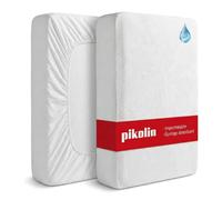 PIKOLIN Lot de 2 Protège Matelas 150 x 190/200 cm Hauteur max. 32 cm Imperméable avec Certifié Oeko-Tex - Housse de Matelas en Éponge Respirante et Silencieuse, Élastique sur le Pourtour
