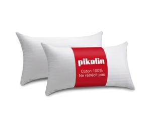 PIKOLIN Lot de 2 Taies d'Oreiller 60 x 60 cm, 100% Coton Sanforisé Extra Doux - Taie Respirante, Fraîche et Hypoallergénique avec Fermeture à Glissière et Lavable