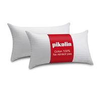 PIKOLIN Lot de 2 Taies d'Oreiller 70 x 40 cm, 100% Coton Sanforisé Extra Doux - Taie Respirante, Fraîche et Hypoallergénique avec Fermeture à Glissière et Lavable