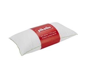 PIKOLIN - Oreiller Plumes et Duvet | 60x60 cm, Fermeté Mi-Ferme à Ferme | Anti-Acariens, Respirant et Lavable, Bord Vert | Modèle JASUMI, 100% Coton, Soutien Cervical Optimal