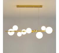 Pilanp Lustre linéaire créatif Nordique G9 LED Suspension intérieure Globe Lustre en Verre pour Salle à Manger Bureau Bar Cuisine îlot 8 lumières 43,3 Pouces Suspension