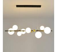 Pilanp Lustre linéaire créatif Nordique G9 LED Suspension intérieure Globe Lustre en Verre pour Salle à Manger Bureau Bar Cuisine îlot 8 lumières 43,3 Pouces Suspension
