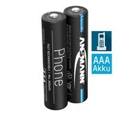Pile (2 pièces) de téléphone ANSMANN AAA 800mAh NiMH 1.2V - rechargeable avec faible autodécharge idéale pour les téléphones sans