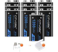 pile 9V, rechargeable Li-Ion, charge USB, 10STK pile 9V