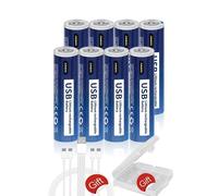 Pile AAA au lithium-ion, capacité 1110mWh, rechargeable par USB, 8 pièces