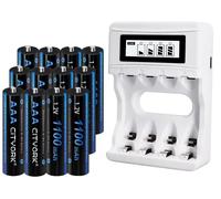 Pile AAA rechargeable, capacité de 1 100 mAh, e CE, 1 chargeur pour 12 piles AAA