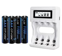 Pile AAA rechargeable, capacité de 1 100 mAh, e CE, 4 piles AAA et 1 chargeur