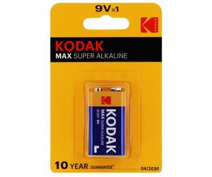 Pile alcaline 6LR61 6AM6 9V KODAK MAX Blister d'1 pile