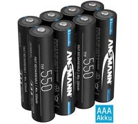 Pile ANSMANN AAA 550mAh NiMH 1.2V - rechargeable avec faible auto-décharge, pour télécommande, lampe de jardin, etc. (8 pièces)