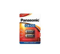 Pile au lithium cylindrique CR123 de Panasonic pour les appareils légers à forte consommation d'énergie tels que les détecteurs de fumée, les systèmes d'alarme anti-intrusion, les lampes frontales, les caméras, 3 V, paquet de 2.