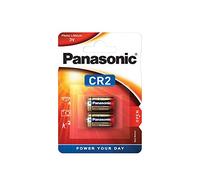 Pile au lithium cylindrique CR2 de Panasonic pour les appareils légers à forte consommation d'énergie tels que les détecteurs de fumée, les systèmes d'alarme anti-intrusion, les lampes frontales, les caméras, 3 V, paquet de 2.