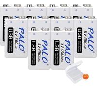 pile au lithium rechargeable 9V, capacité 650mAh, charge USB, 10pcs, 9V