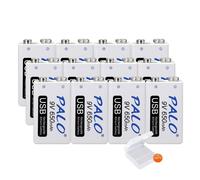 pile au lithium rechargeable 9V, capacité 650mAh, charge USB, 12 pièces, 9V