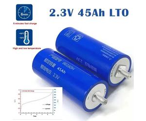 Pile au titanate de lithium - 66160 LTO - 2,3 V 45 Ah - Rechargeable - Pour packs de batteries 12 V, 24 V et 48 V - Stockage solaire pour voiture - Lot de 50 pièces
