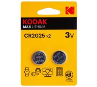 Pile lithium CR2025 3V KODAK MAX Blister de 2 piles (Vendu par 12)