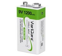 Pile lithium USB 9 V - Pile rechargeable Li-Ion 9 V - Capacité de 1 200 mAh - Pour multimètres, jouets, guitares, microphones, télécommandes - Lot de 14