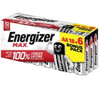 Energizer - Max, Pack de 18+6 Piles AA, Longue durée pour Un Usage Quotidien, sans sulfatation et durée de Vie de 10 Ans