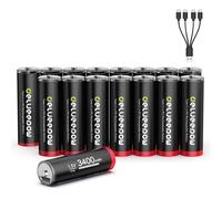 Pile Rechargeable AA 1,5V USB C Lithium 3400mWh,Piles AA Rechargeables 1500 Cycle Longue Durée de Vie Lot de 16
