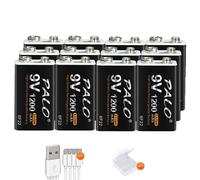 Pile rechargeable au lithium, 1200mAh, micro-USB 9V, 9V, Pologne, 12 pièces