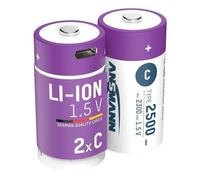 Pack 2 accus Li-Ion 1.5V 2.5Ah C avec charge USB-C