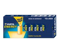 Varta Lot de 10 Piles Alcalines AAA LR03 1.5V - Type Usage Unique - Dimensions 44.5 x 10.5 mm - Poids 11g - Format Cylindrique - Référence 04103-229-410