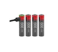 Piles AA - Lot de 4 - Lithium-Ion Rechargeables USB-C 440mAh 1.5V 666mWh Noir / Rouge