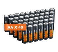 Piles AA - Lot de 40 | 100% PEAKPOWER | Batteries Alcalines AA LR6 1,5v | Longue durée, haute performance, utilisation quotidienne