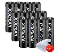 Piles AA rechargeables, capacité de 2000 mAh, faible autodécharge, lot de 12, 1,2 V