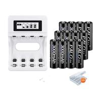 Piles AA rechargeables, respectueuses de l'environnement, adaptées aux jouets et aux télécommandes, 1,2V, 12 pièces AA 1 chargeur