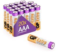 Piles AAA - Lot de 20 Piles | GP Extra | Batteries Alcalines AAA LR3 1,5v|Longue durée, très puissantes, utilisation quotidienne