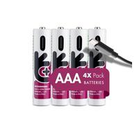 Piles AAA Rechargeable avec câble USB-C 4 en 1 Batterie Mini Stylet 1,5 V 400 mAh/703 mWh +1 000 Cycles de Charge Piles Lithium HR3 Longue durée de Vie - 4 Uniross