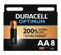 Duracell Piles alcalines Optimum - AA (LR06) 1,5 V - Lot de 8