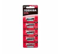 Piles alcalines 12V - Toshiba - Lot de 5 - 27A - MN27 - L828 - Sous blister - Métal