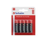 Verbatim Piles alcalines AA LR6 Mignon 1,5 V Cylindriques 10 pièces Noir/Rouge