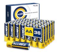 Piles Alcalines Allmax AA Mignon (LR6) à Puissance maximale (36 pièces) - Durée de Vie Ultra Longue : 10 Ans, étanche, adaptée aux appareils - alimentée par la Technologie EnergyCircle (1,5 Volt).