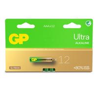 GP Batteries Ultra Alcaline GP24AU - Pile AAA Alcaline 1.5V, Pack de 12, Dimensions 44.5x10.5mm, Certification IEC 60086-2, Température -18°C à 50°C.