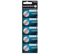 EverActive Piles bouton CR2025 – Lithium 3 V – Lot de 5