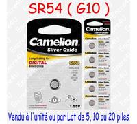 Pile Bouton SR Oxyde d'argent 1,55V : SR54 G10 189 389 SR1130 LR1130 x 1 5 10 20